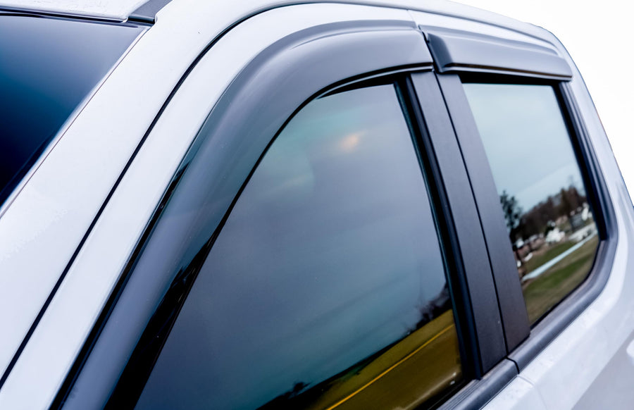 Tape On Black Horse Off Road Rain Guards/Wind Deflectors Compatible with 2019-2024 Ford Ranger Crew Cab Smoke 4 PCs - 140387