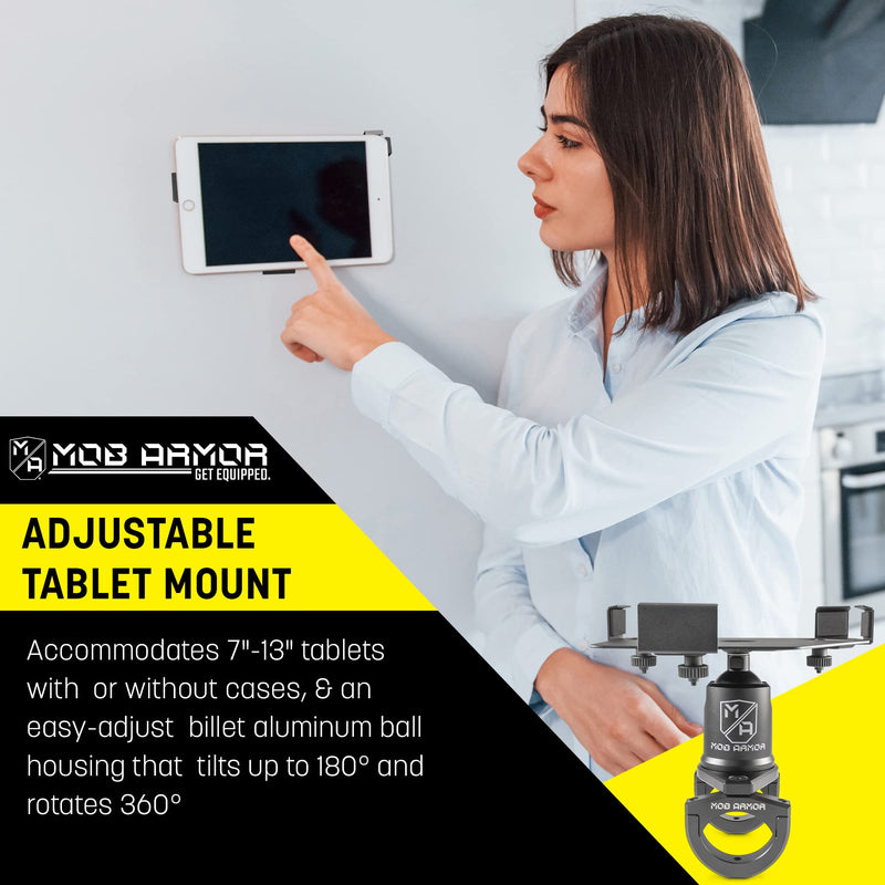 Mob Armor Maxx Tab Mount, Tablet Mount for 7''-13'' Tablets, Clamp Mount, Fits Tubes 1.5''-2.0'', Universal Design, Black