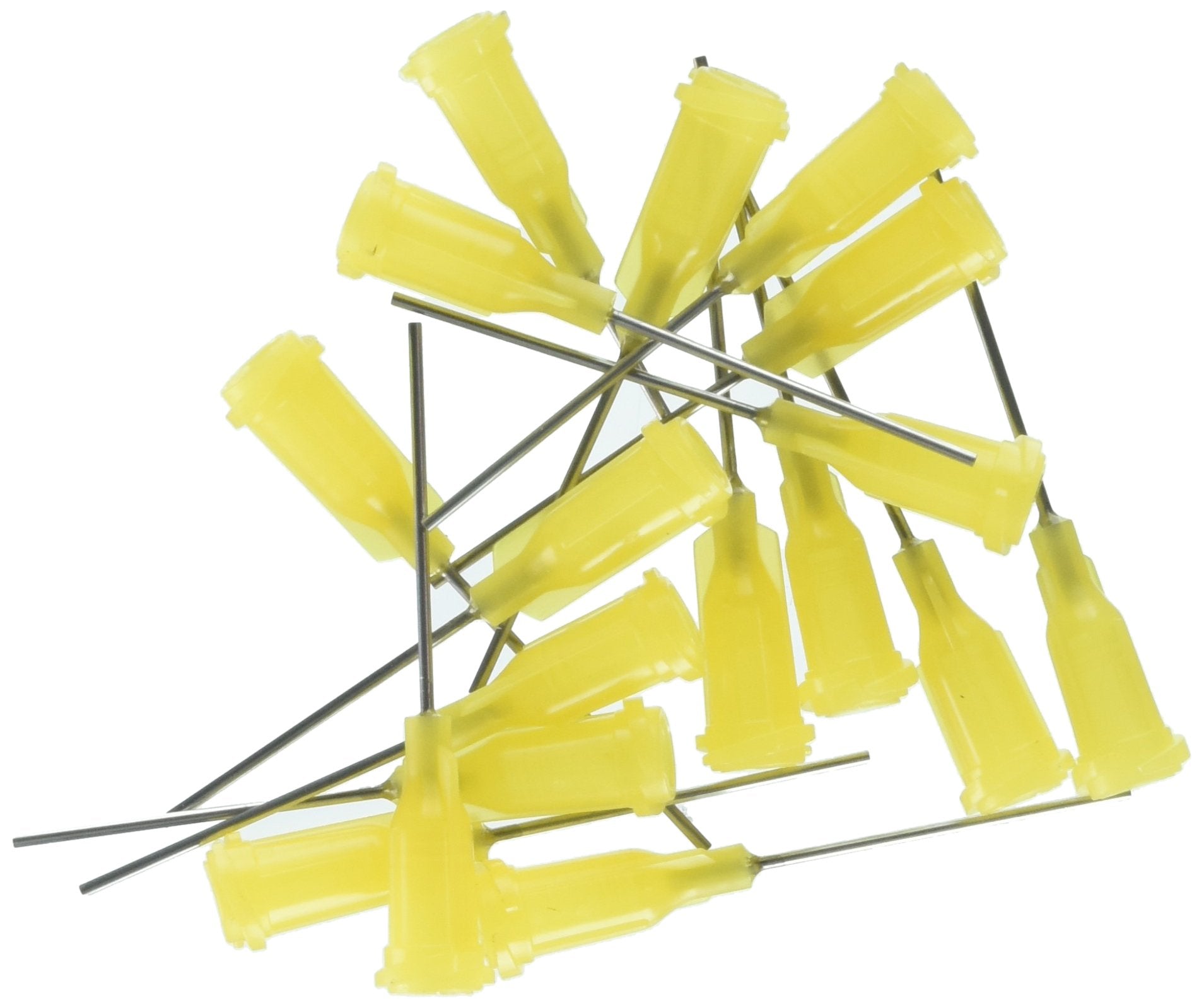 Weller 1" Long Stainless Steel KDS201P 20 Gauge Needle with Yellow Luer Lock Hub, .026" I.D and .035" O.D (50 Pack)