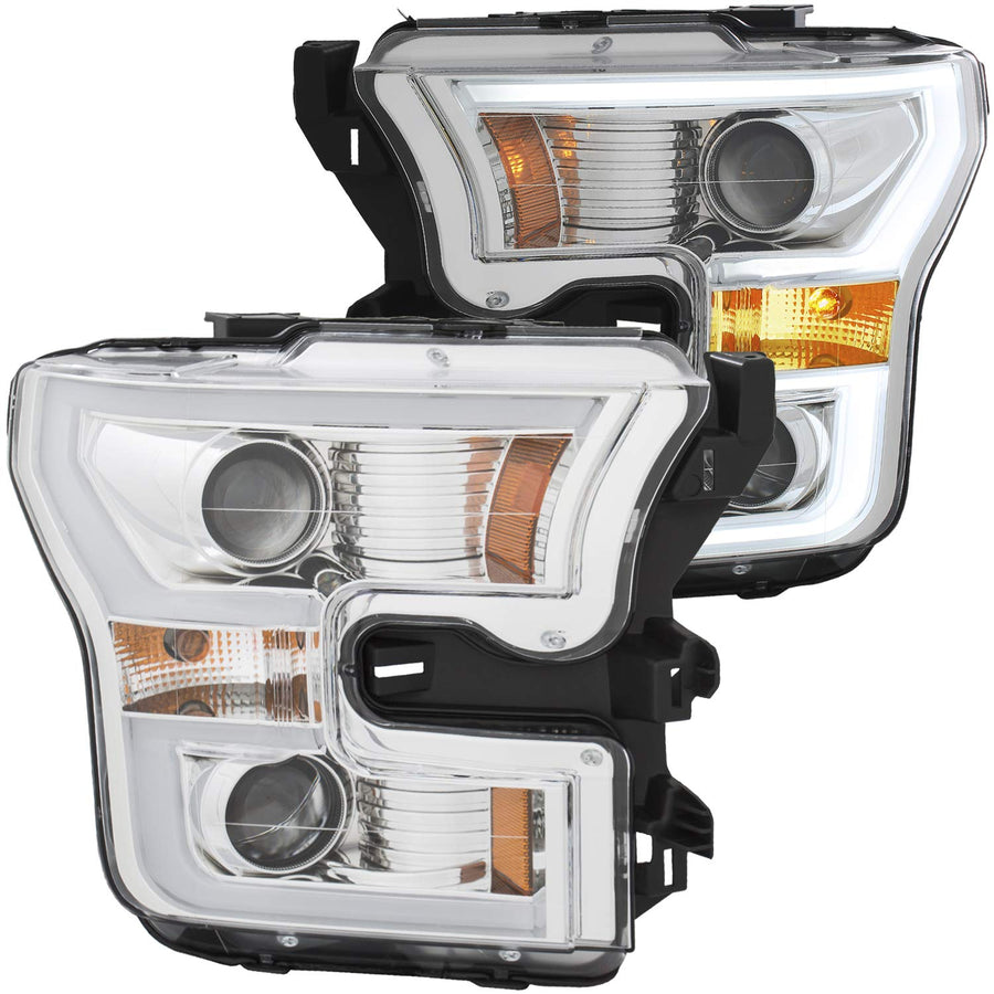 FORD F-150 AnzoUSA 15-17 PROJECTOR PLANK STYLE SWITCHBACK H.L. CHROME/AMBER
