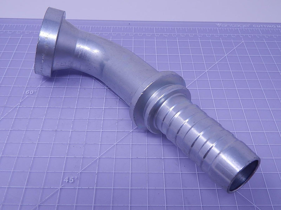 GlobalSpiral Couplings Gates 20GS-24FLC60-052, Caterpillar Style O-Ring Flange, Zinc Plated Carbon Steel, 7.80", 60° Bent Tube, 1 1/4" ID