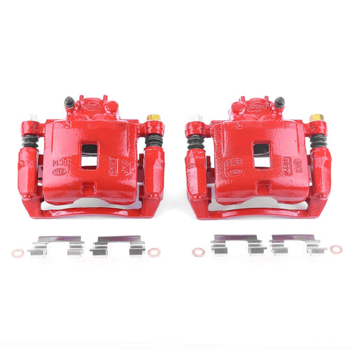 Power Stop Pair of High-Temp Red Powder Coated Front Calipers For Kia Rio 2003-2005 [Model Specific]