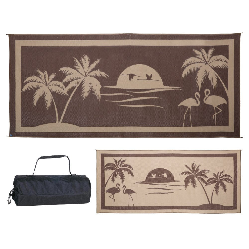 Camping Stylish TO8187 Brown/Beige 8' x 18' Tropical Oasis Mat, 1 Pack