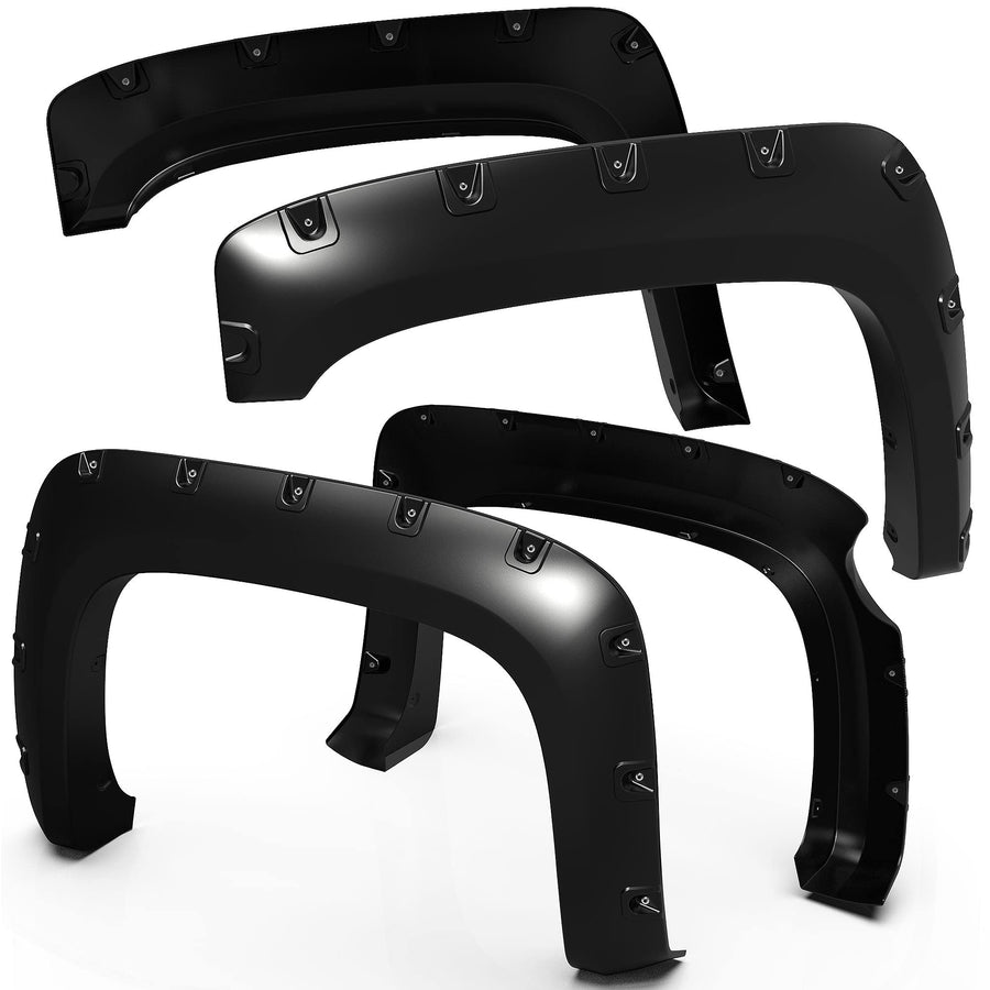 Tyger Auto Fender Flare 2007-2013 Compatible with Chevy Silverado 1500 2500 3500HD (NOT FIT 2007 Classic) 5.8' Bed, Smooth Textured Black Paintable Bolt-Riveted Style 4pc | TG-FF8C4108