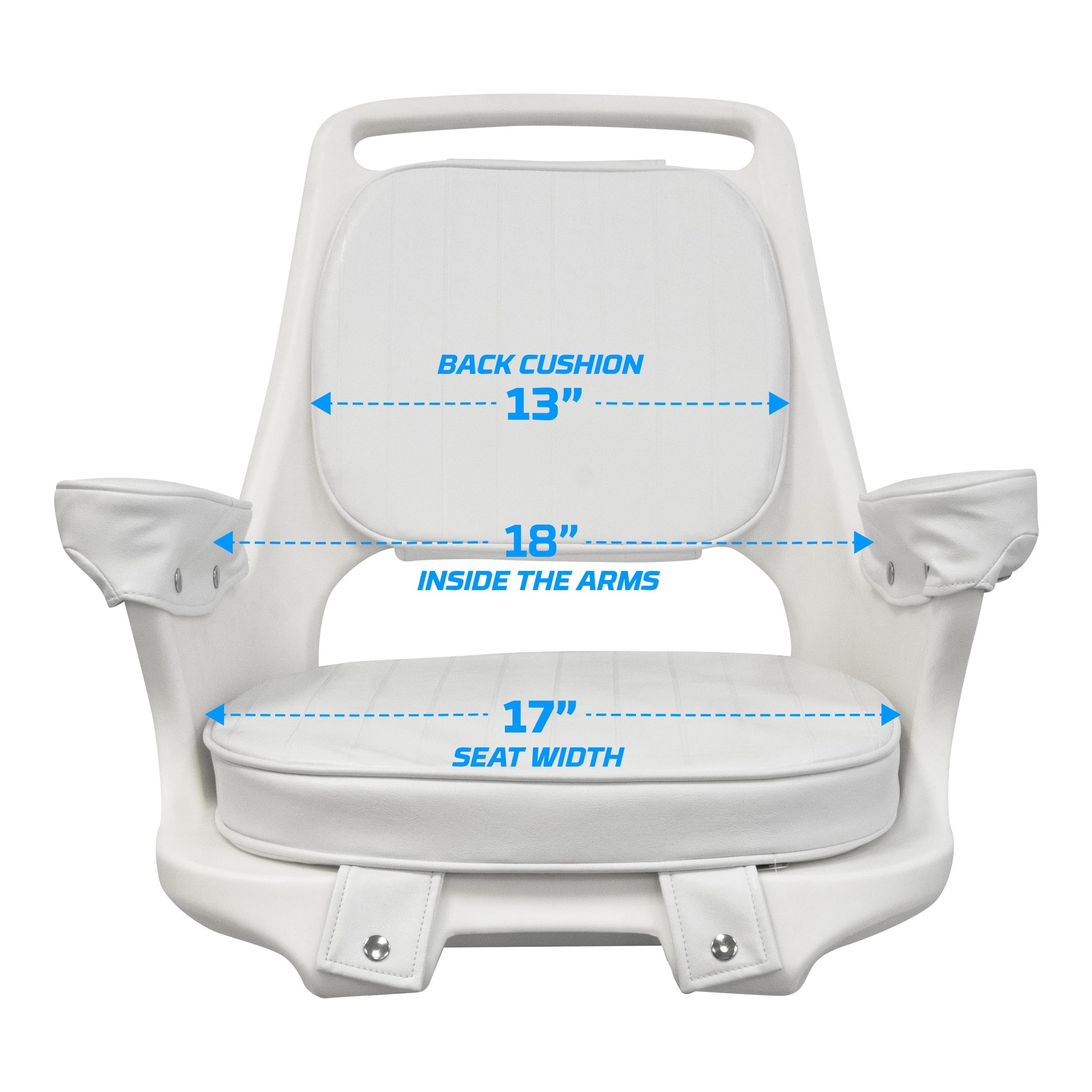 8WD1007-3-710 Wise Captains Chair with Cushions and Mounting Plate, White