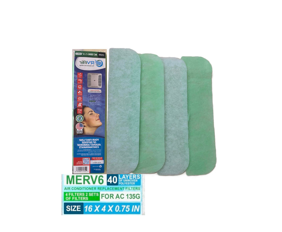 Replacement Parts RV Air AC Filter - for Camper Accessories, Travel Trailer Air Conditioners, MERV 6, Durable, Cleaner Air, Easy to Install, Ideal for Camping - 2 Filters 135G 16 x 4" x .75"