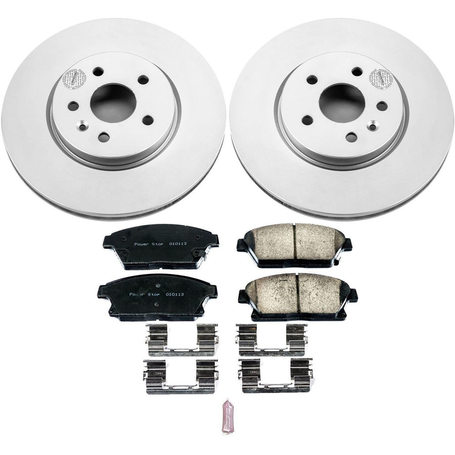 Power Stop Coated Brake Rotor CRK6996 and Ceramic Brake Pads- Front For Chevrolet Trax 2015-2017 [Model Specific]