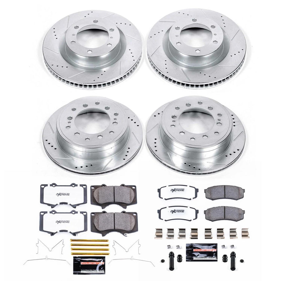 Brake Kit Power Stop For 2010-2022 Lexus GX460, 2010-2023 Toyota 4Runner - Front and Rear Z36 Truck & Tow, Drilled and Slotted Brake Rotors, and Carbon Fiber Ceramic Brake Pads Replacement, K5874-36