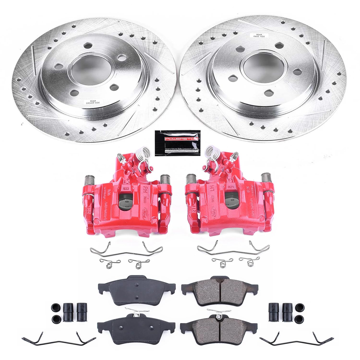 Power Stop Z23 Evolution KC5975 Rear Brake Caliper Kit- Brake Rotors, Brake Pads, Brake Calipers For Ford Focus 2012-2018 [Model Specific]