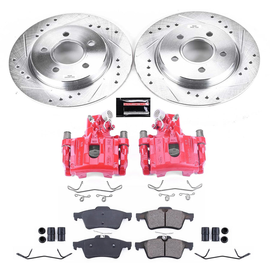 Power Stop Z23 Evolution KC5975 Rear Brake Caliper Kit- Brake Rotors, Brake Pads, Brake Calipers For Ford Focus 2012-2018 [Model Specific]