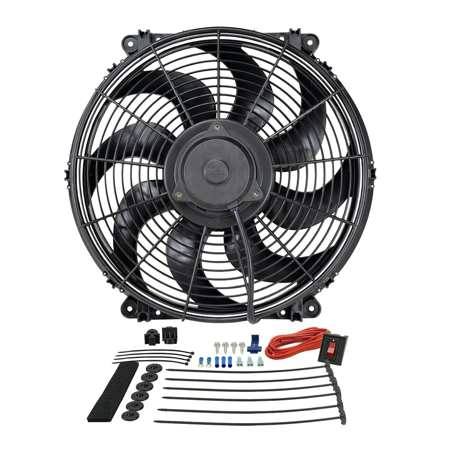 16" Derale Tornado Electric Puller Fan, Premium Mounting Kit