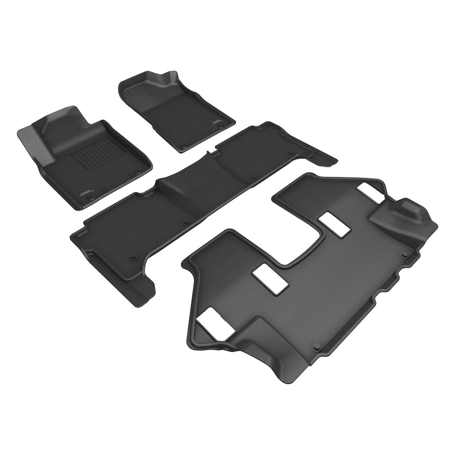 Kagu 3D MAXpider Custom Fit Floor Mat (Black) Compatible with Nissan Armada 7-Seat 2019-2024 - Full Set