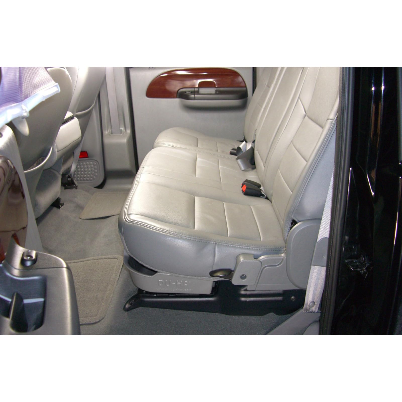 Under Seat Storage DuHa 20067 fits 2003-2016 Ford F250 F350 F450 F550 Super Duty Crew Cab with 60/40 Split Bench Seats Only | Black Heavy-Duty Back Seat Organizer | Includes Dividers