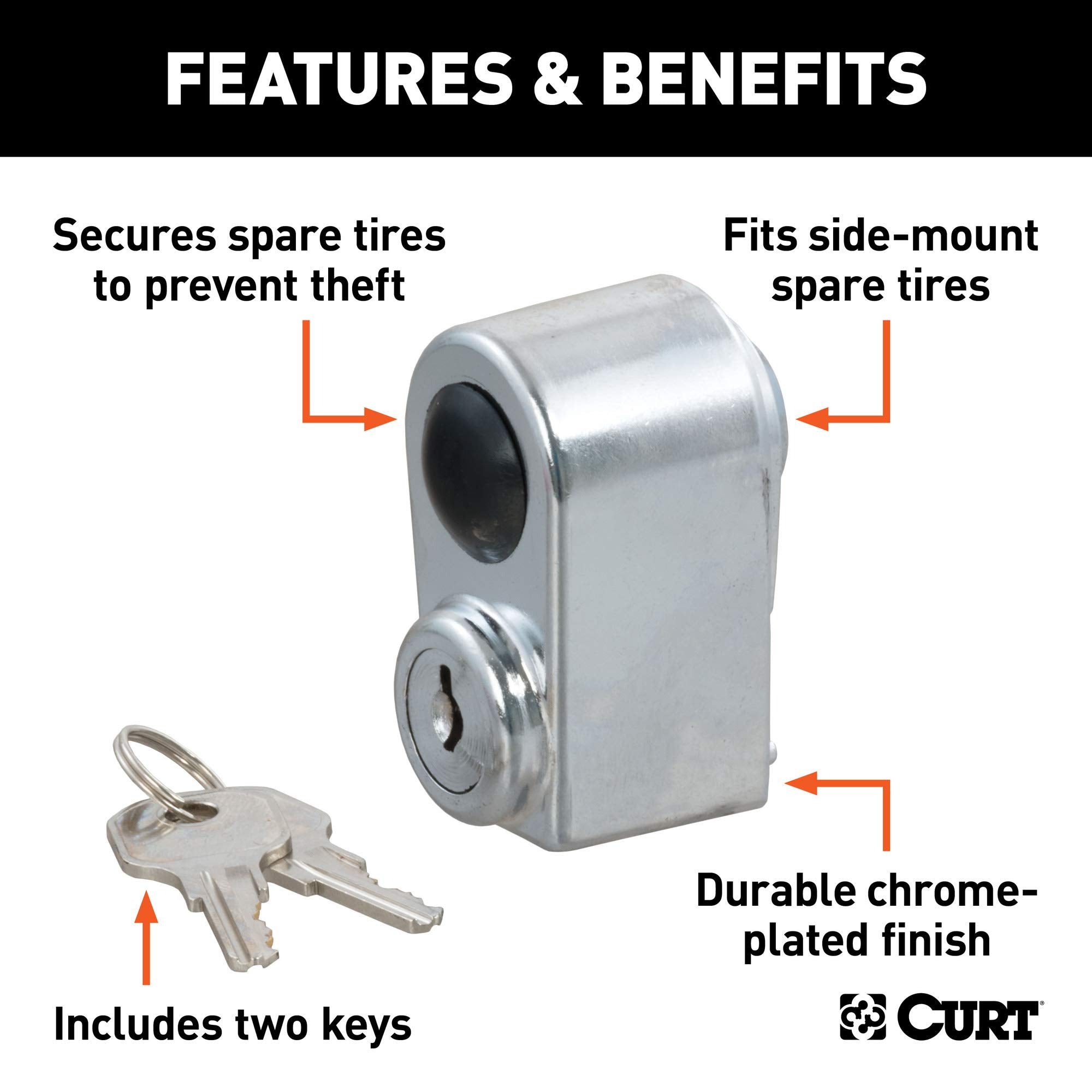 Spare Tire Lock CURT 23562, Chrome