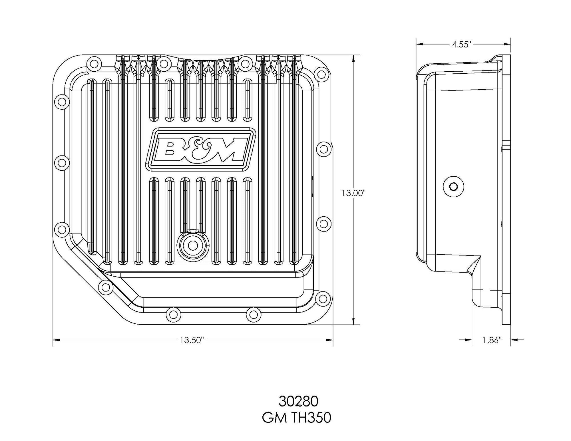 Aluminum B&M 30280 Transmission Pan