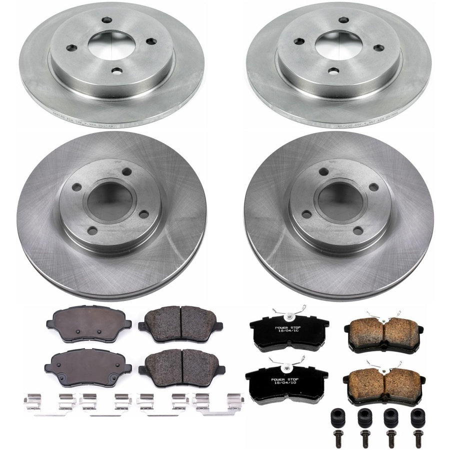 Power Stop KOE7002 Replacement Brake Kit-OE Front and Rear Brake Rotors & Ceramic Brake Pads For Ford Fiesta 2014-2019 [Model Specific]