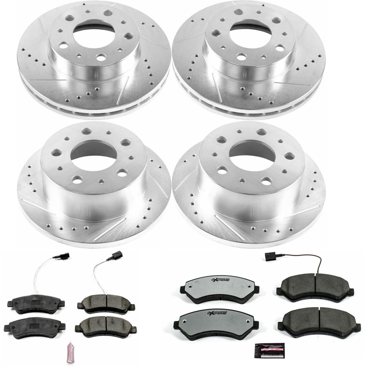Power Stop Brake Kit Front and Rear For 2014 2015 2016 2017 2018 2019 2020 2021 Ram ProMaster 1500 - Truck & Tow Carbon Fiber Ceramic Pads & Drilled and Slotted Rotors Replacement, K7308-36
