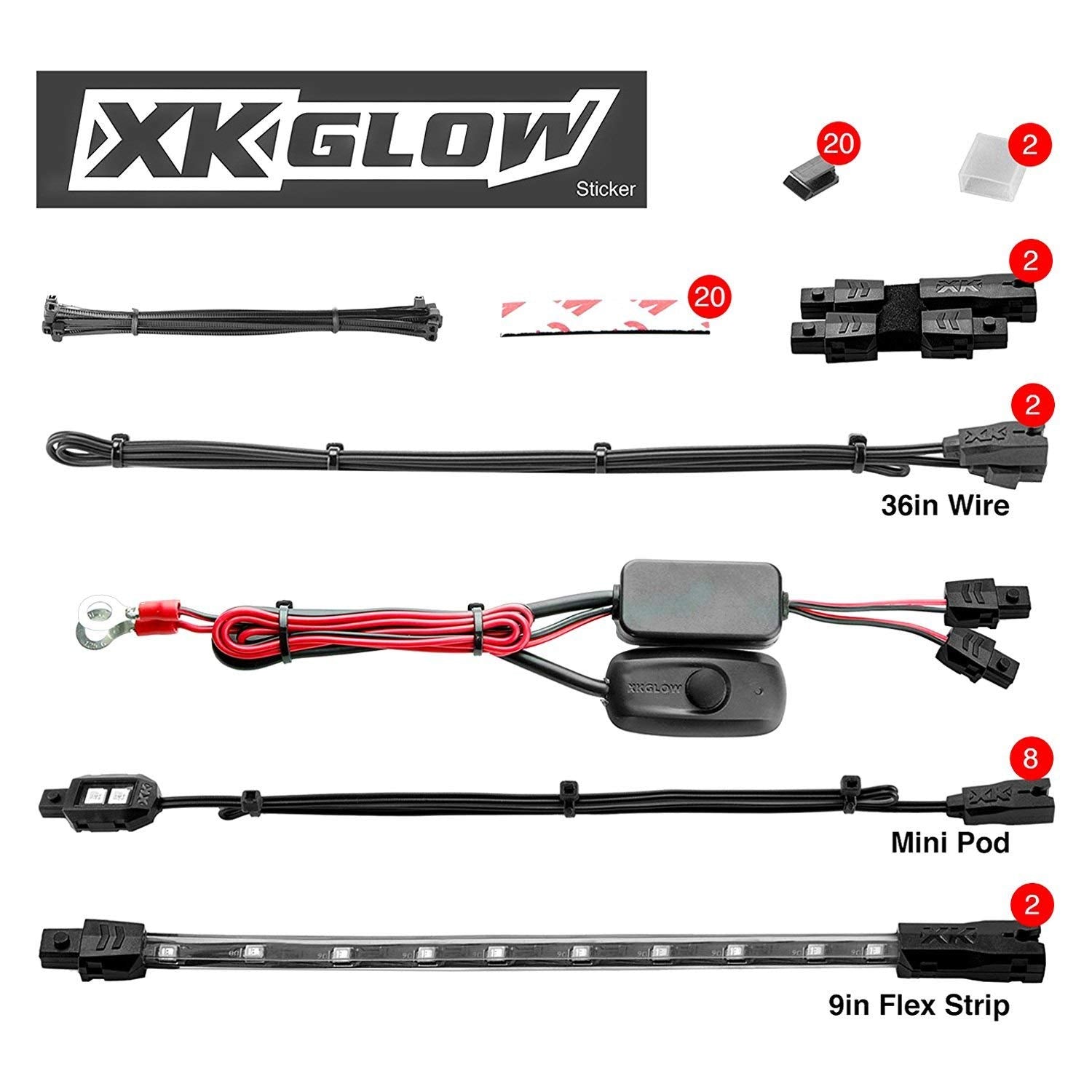 2nd Gen Red Premium 8 Pod 2 Strip LED Motorcycle Engine & Ground Neon Accent Light Kit with 4-key Remote for Harley Davidson Honda Yamaha Suzuki Kawasaki Ducati Indian Victory …