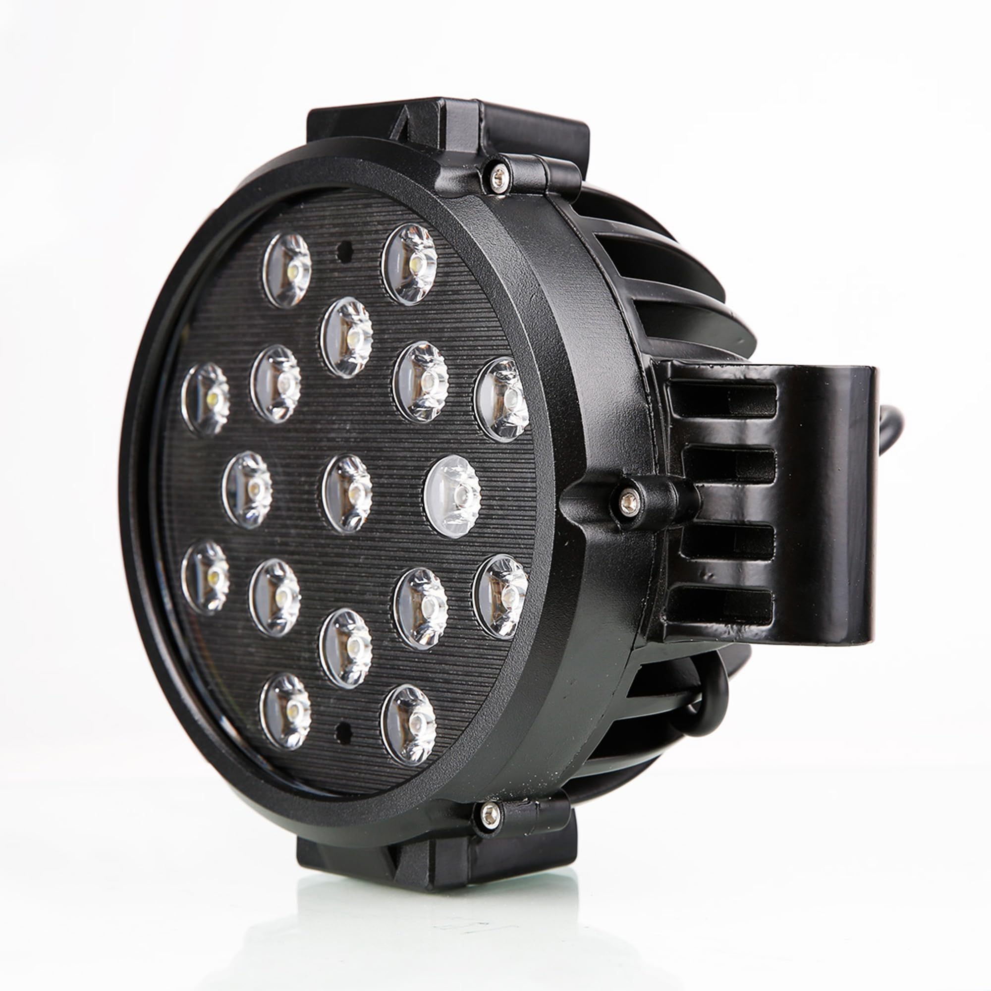 Classic Black Horse Roll Bar incl. Pair of 7.0" Dia. LED Lights w/Black Trim Rings Stainless Steel Compatible with 2020-2024 Jeep Gladiator-RB09SS-PLB