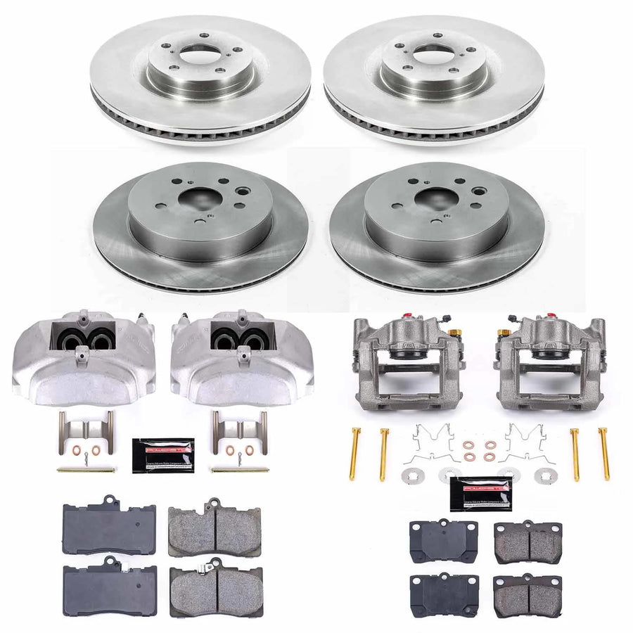 Power Stop Autospecialty KCOE6354 Replacement Front and Rear Caliper Kit-Rotors, Ceramic Brake Pads, Calipers For Lexus GS, Lexus GS4, Lexus GS, Lexus IS350 [Model Specific]