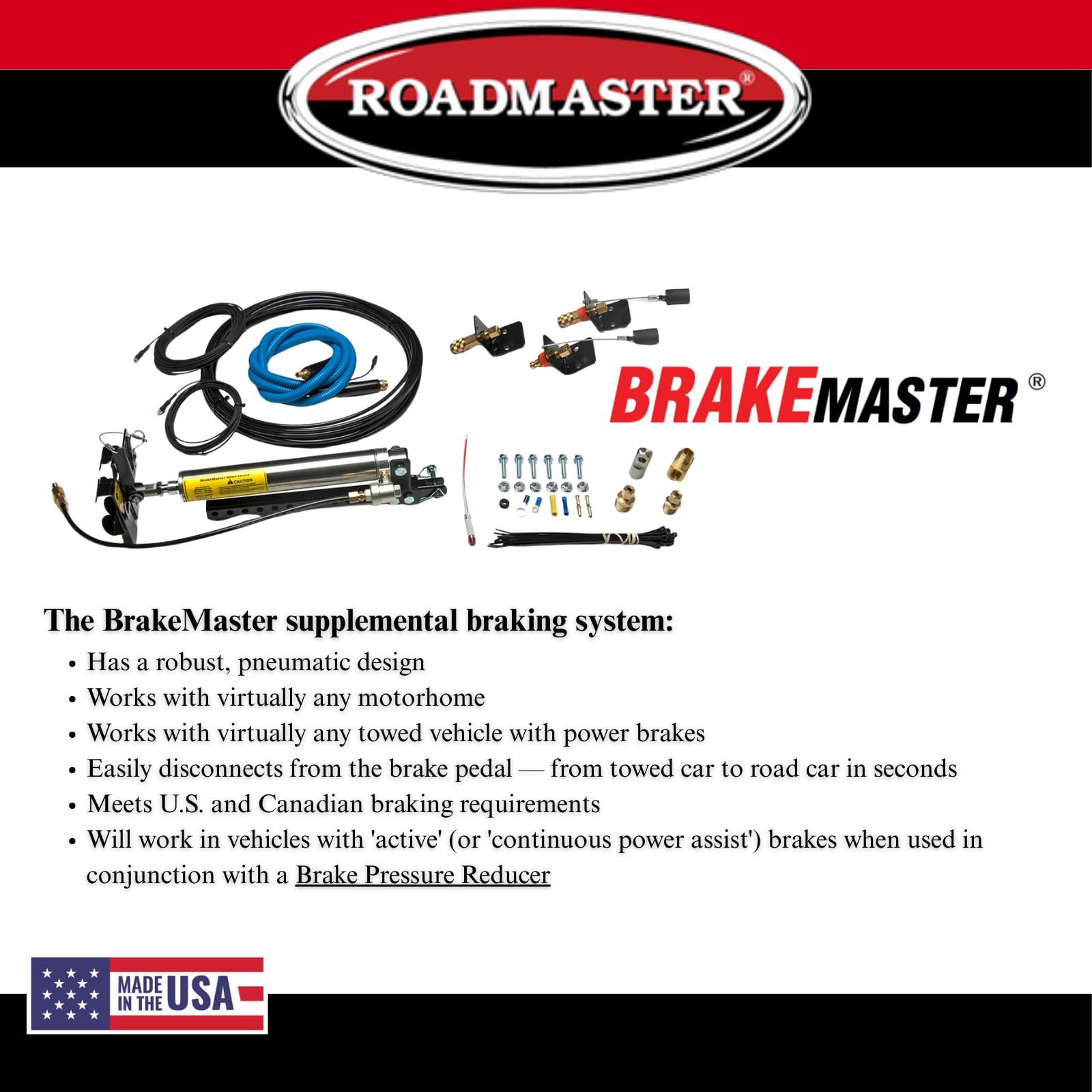 Brakemaster Roadmaster 9100 Brake System fits Motorhomes with Air or Air Over Hydraulic Brakes | Fully US and Canadian Brake Compliant | Easy Installation