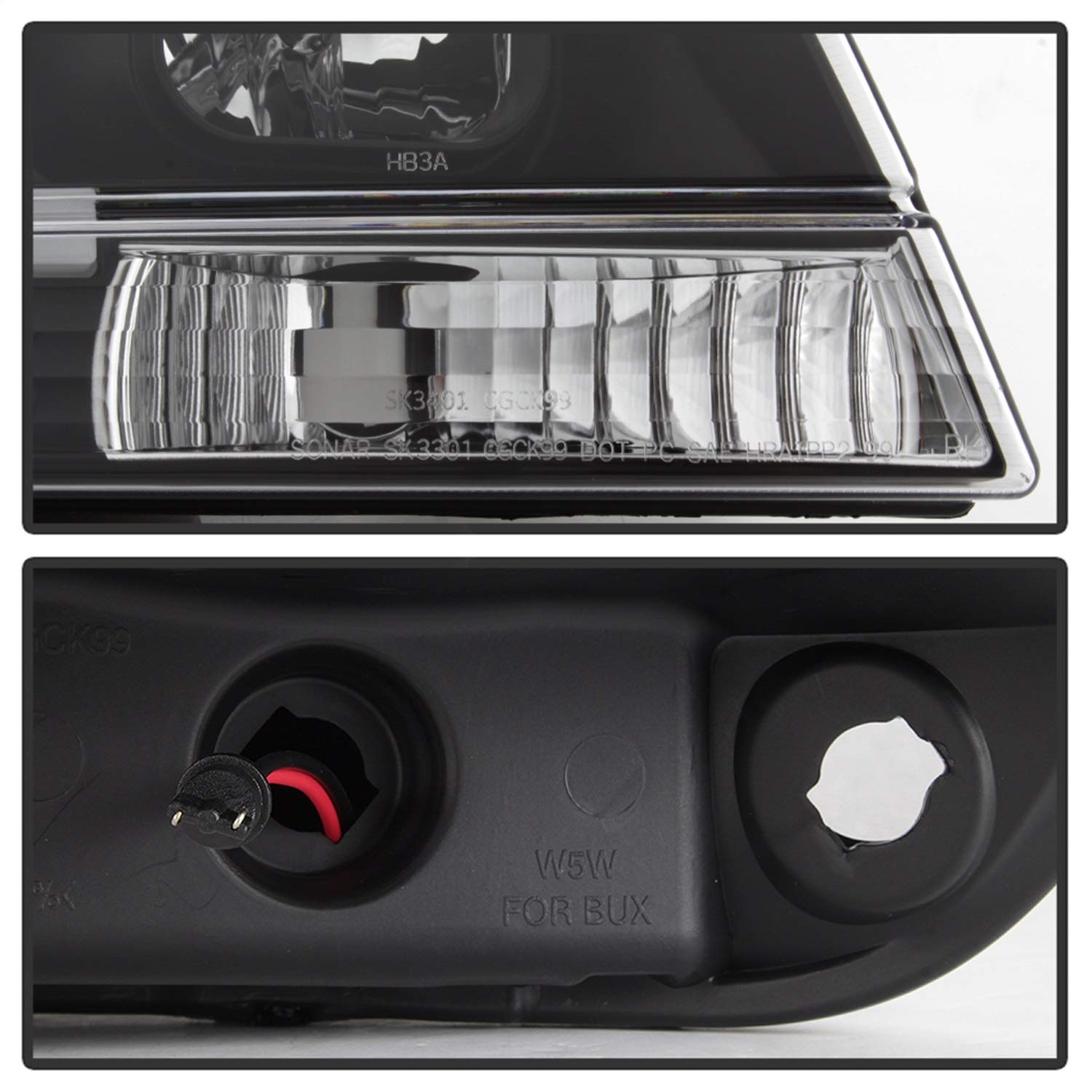 Jeep Grand Cherokee Spyder 5085221 99-04 Version 2 Light Bar Projector Headlights - Black