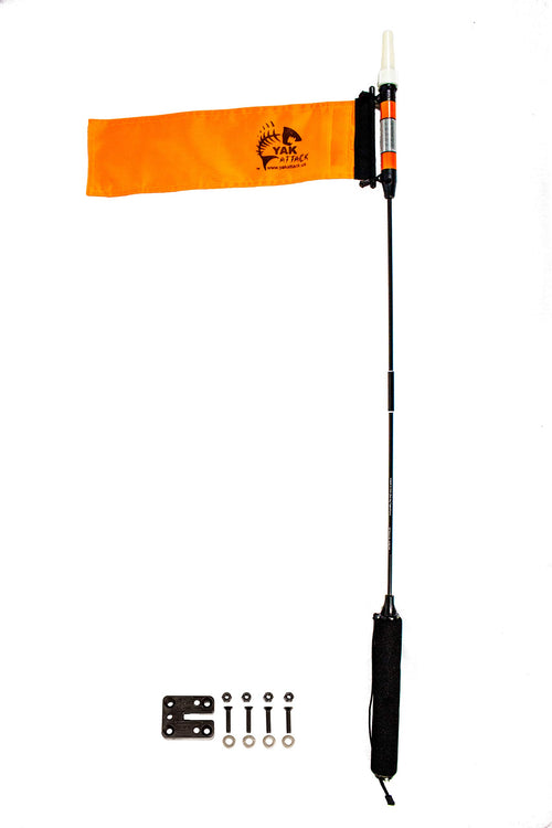 VISICarbon Pro YakAttack with MightyMount | 360° LED Safety Light & Flag System for Kayak Visibility | Includes Mount & Hardware | Carbon Fiber Mast | Collapsible Design | Made in USA
