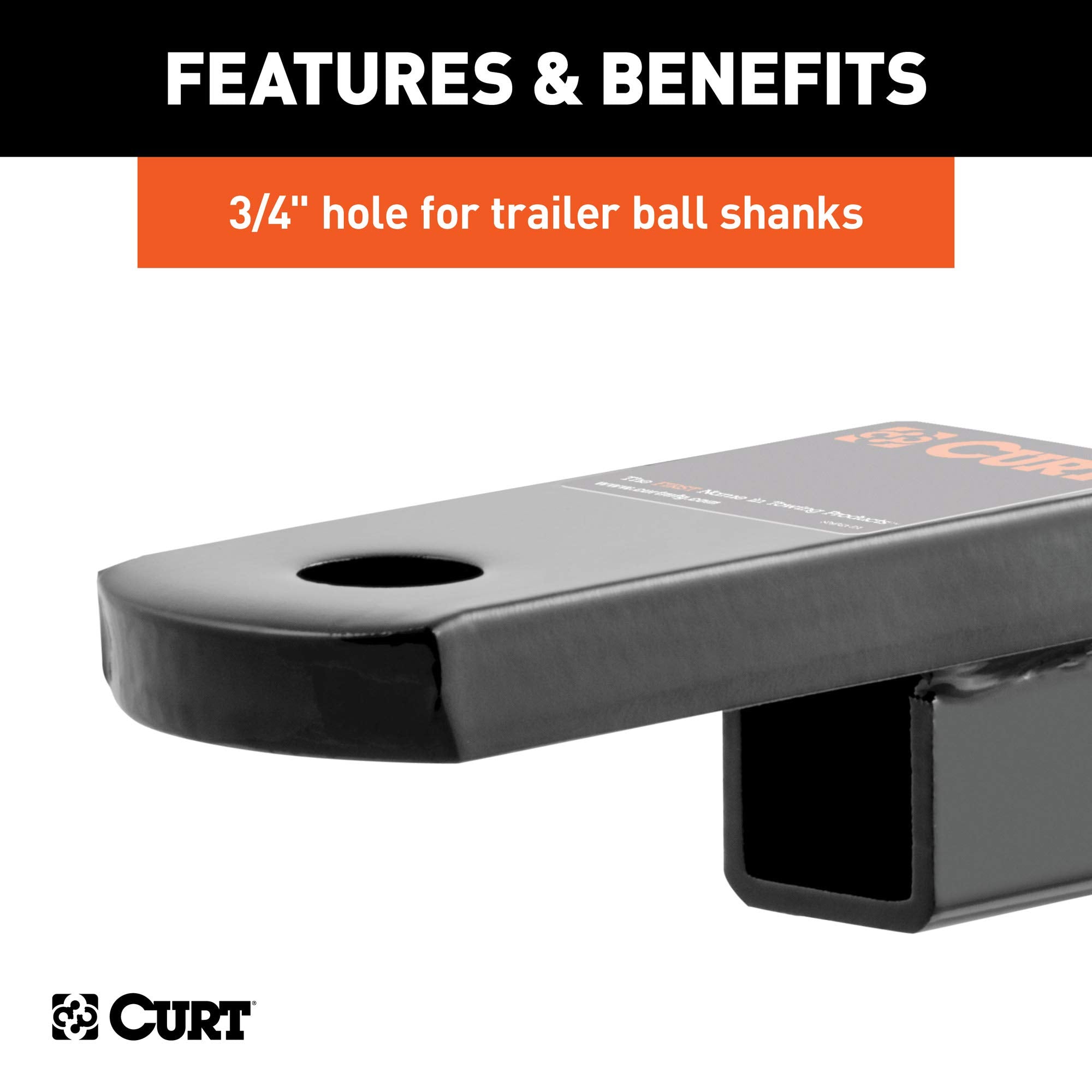 CURT 45018 Trailer Hitch Ball Mount Class 1, Fits 1-1/4-Inch Receiver, 2,000 lbs, 3/4-Inch Hole, 1-1/4-In Drop, 5/8-Inch Rise