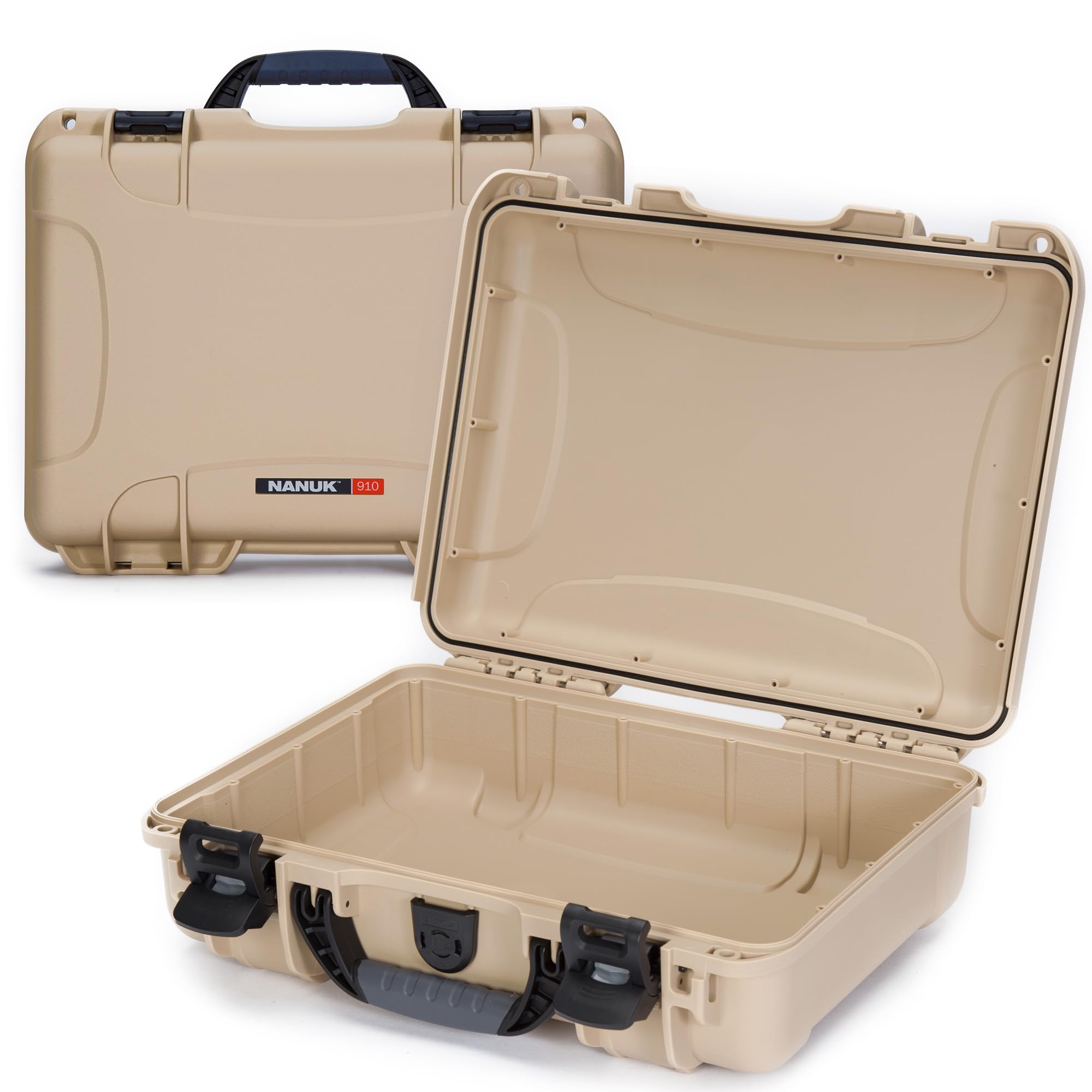 NANUK Waterproof Hard Case 910 – 14.3” x 11.1” x 4.7”, Protective Case for Camera, Electronics & Gear – Impact-Resistant, Dustproof, Airline Carry-On Approved – Made in Canada, Tan