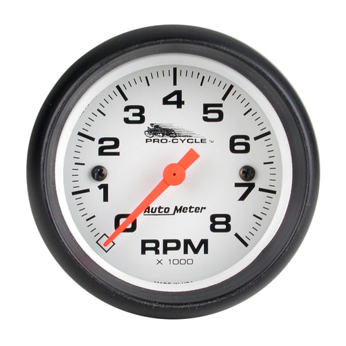 Gauge AutoMeter 19325 Tachometer (Pro-Cycle Gauge, Tach, 2 5/8", 8K RPM, 2&4 Cylinder, White, Pro-Cycle)