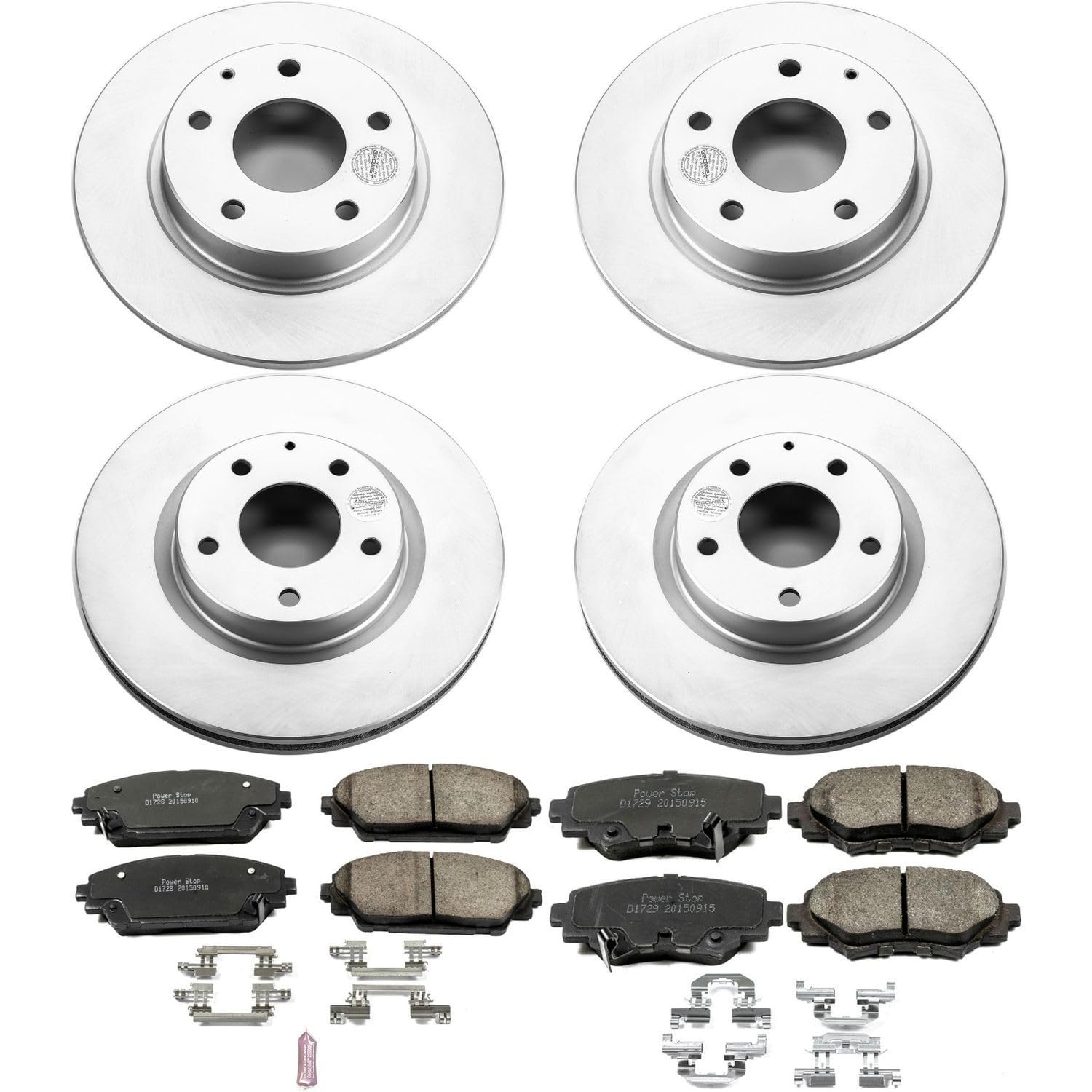 Power Stop Coated Brake Rotor and Ceramic Brake Pads CRK6970- Front & Rear For Mazda 3 2014-2016 [Model Specific]