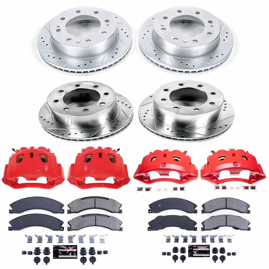 Power Stop Evolution Sport KC6260 Front and Rear Caliper Kit-Drilled/Slotted Rotors, Carbon Ceramic Brake Pads, Calipers For Chevrolet Silverado 3500 HD, GMC Sierra 3500 HD [Model Specific]