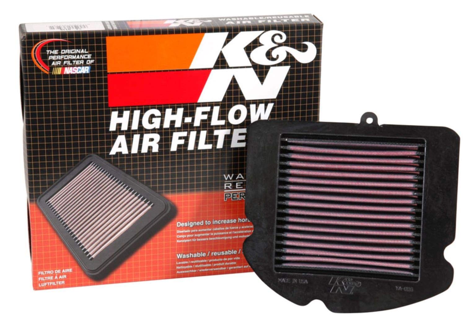 High-Flow K&N Original Lifetime Engine Air Filter: Increase Power & Acceleration, Washable, Premium, Replacement Air Filter: Compatible with 2016-2025 Yamaha: YXZ1000R & Select Models, YA-0116