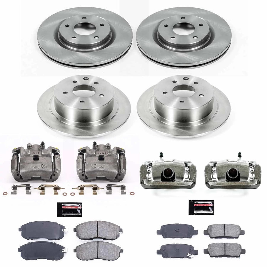 Power Stop KCOE6095 Replacement Autospeciality Front and Rear Caliper Kit- OE Rotors, Ceramic Brake Pads, Calipers For Nissan Sentra 2017-2018 [Model Specific]