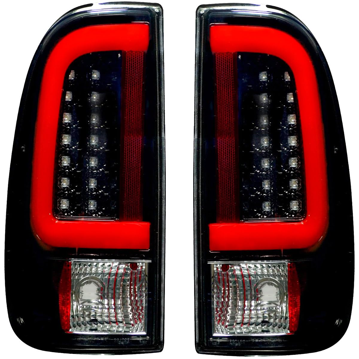 RECON - Premium Ultra Bright OLED Tail Lights Fits 1999-2007 Ford Super Duty (F250, F350, F450, F550) Red Turn Signals, Brake Lights, Running Lights (SMOKED LENS)