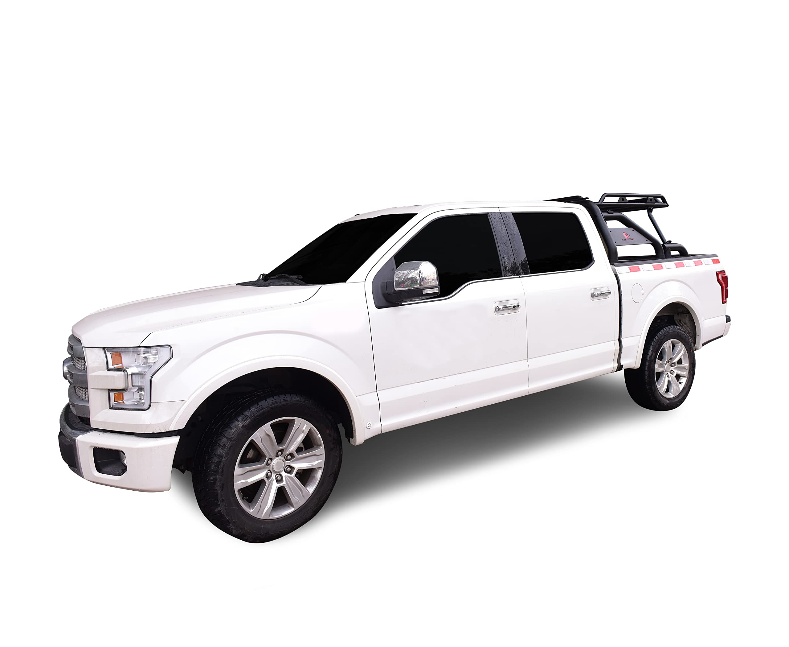 Modular Black Universal Warrior ROLL BAR for 1/2 TON Trucks (GM Silverado 14+/Ford F150 15+/Dodge RAM 15+) with Full Size Cargo Basket(with RED Brake Light)