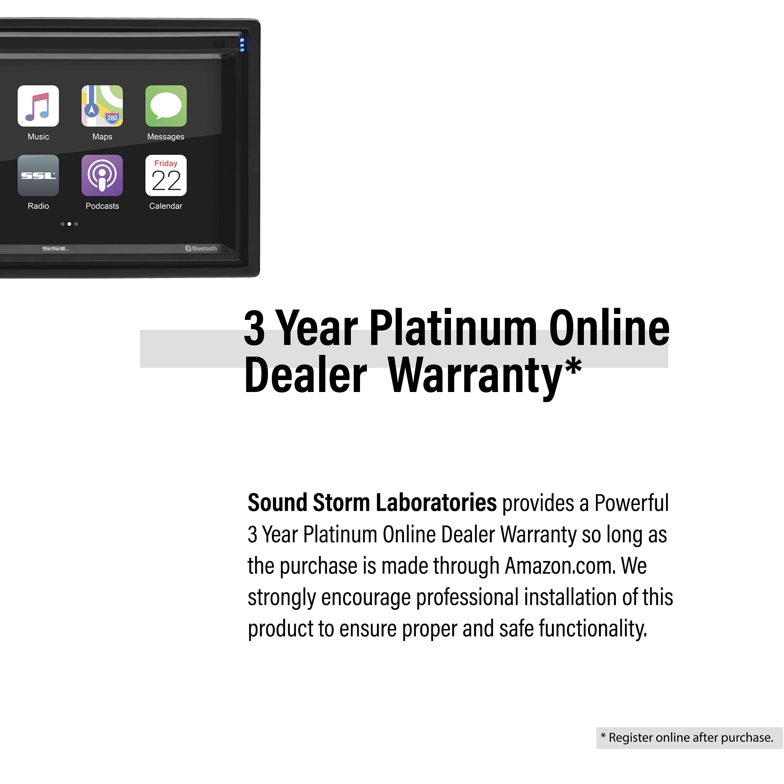 Apple CarPlay Sound Storm Laboratories DDCP62-R Car Multimedia Player - Double-Din, 6.2 Inch Capacitive Touchscreen, Bluetooth, USB, SD, Aux AV in, No CD DVD, AM/FM, Backup Camera Included