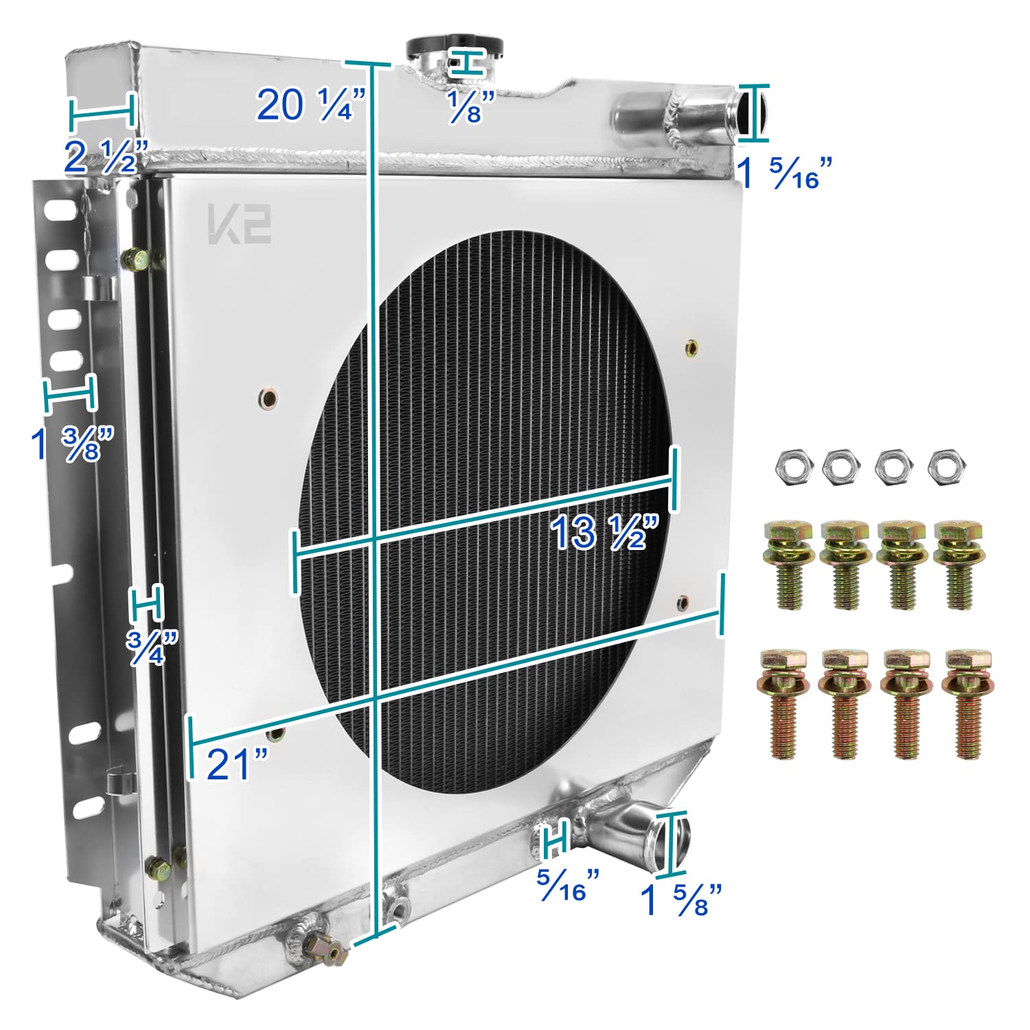 3 Row Radiator with Fan Shroud Spec-D Tuning Aluminum Compatible with Ford Mustang V8 L6 1967-1969