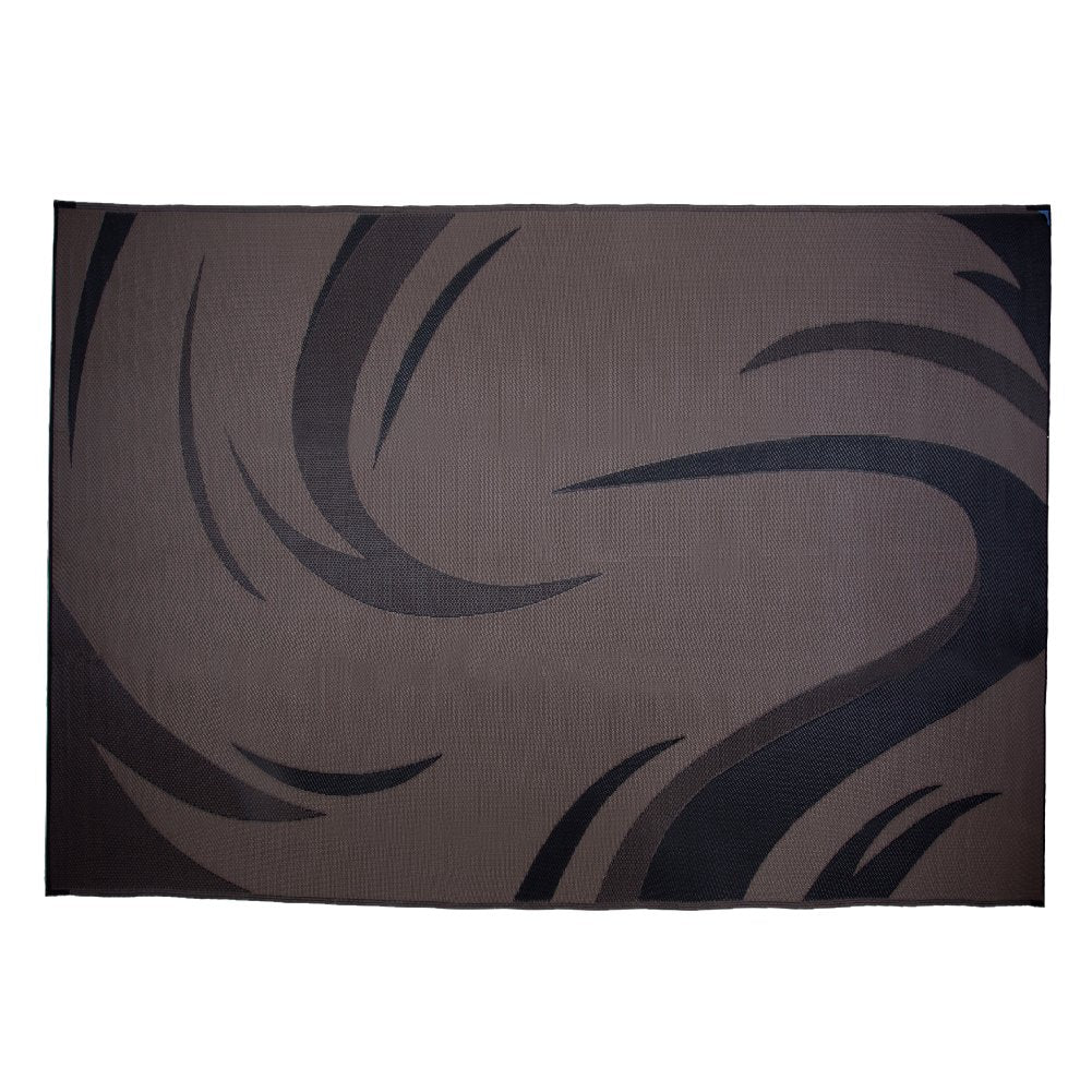 Camping Stylish SD8111 8-Feet x 11-Feet Graphic Swish Outdoor RV Reversible Patio Mat, Black/Brown