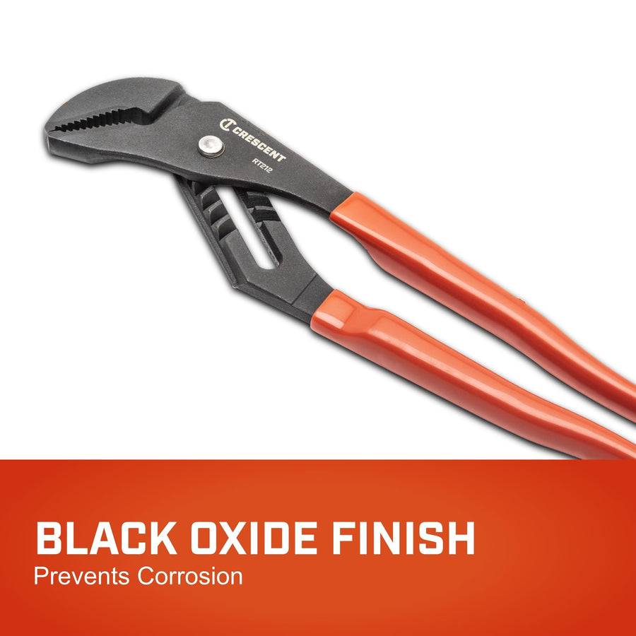 Crescent 16" Dipped Handle Straight Jaw Tongue & Groove Pliers - Adjustable Tool for Home Improvement & Plumbing Tasks - Black Oxide Finish - RT216CVN-06