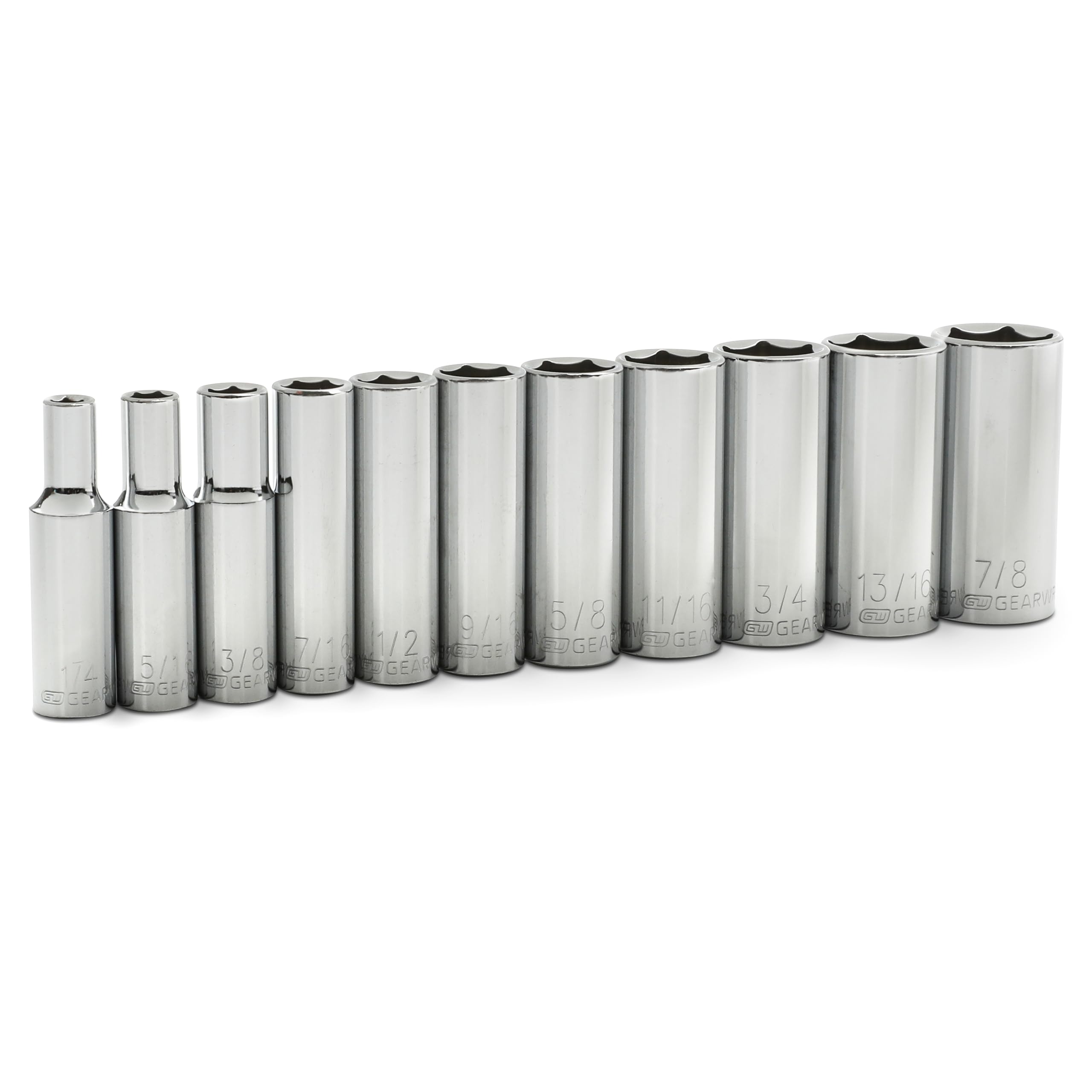 11 Pc. GEARWRENCH 3/8" Drive 6 Pt. Deep Socket Set, SAE - 80555