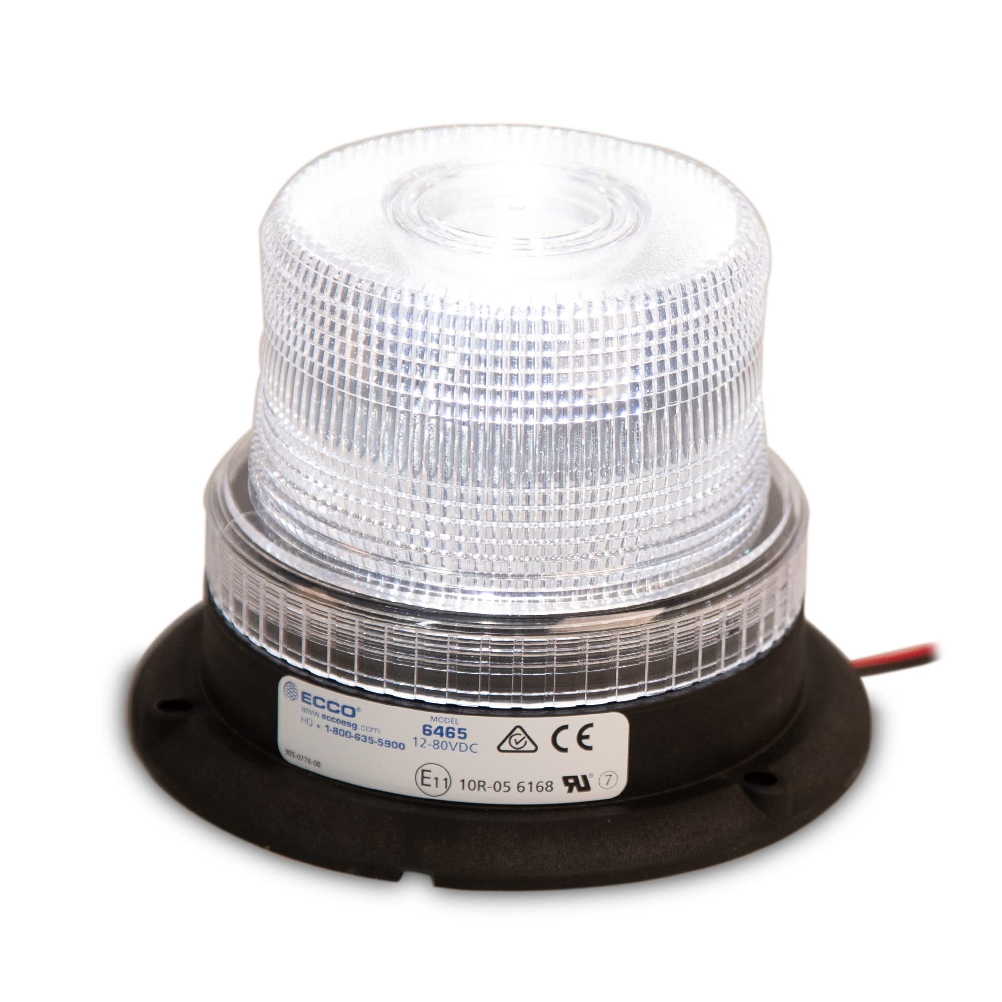 LED Beacon ECCO 5 Inch Warning Flash Clear Light 12V 24V for Industrial Vehicles Applications Tractor Forklift Excavator, 5 Year Warranty