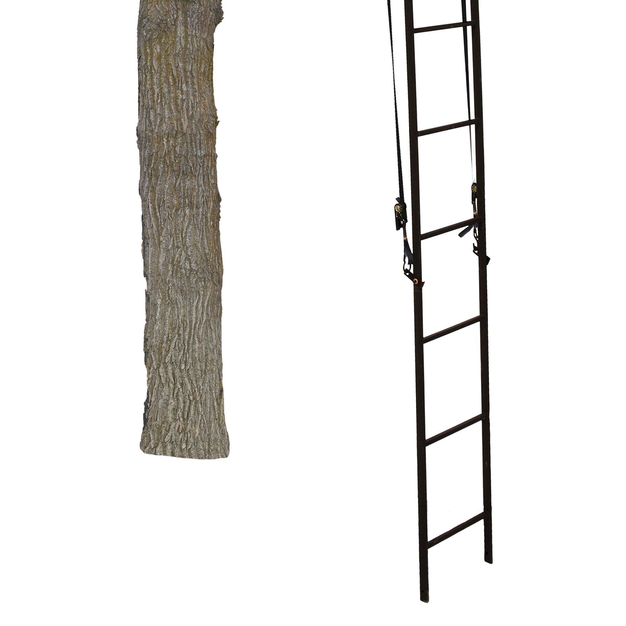 Muddy 2.5 Boss Stronghold Deer Hunting 18 Foot 2 Person Ladderstand Tree Stand with Lumbar Seat and Expanded D Force Metal Platform