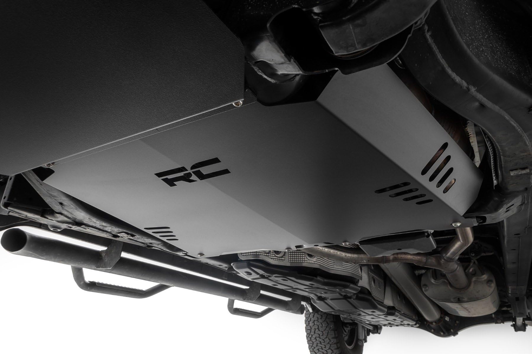 Catalytic Converter Shield Rough Country for Toyota Tundra 2WD/4WD (2022-2025) - Anti Theft Skid Plate, 14-Gauge Steel, Bolt-On Protection & Powder-Coated Finish