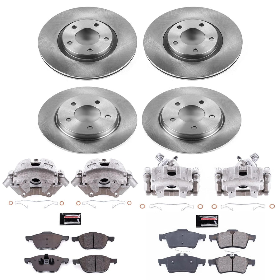 Power Stop Autospecialty KCOE126B Replacement Front and Rear Caliper Kit-Rotors, Ceramic Brake Pads, Calipers