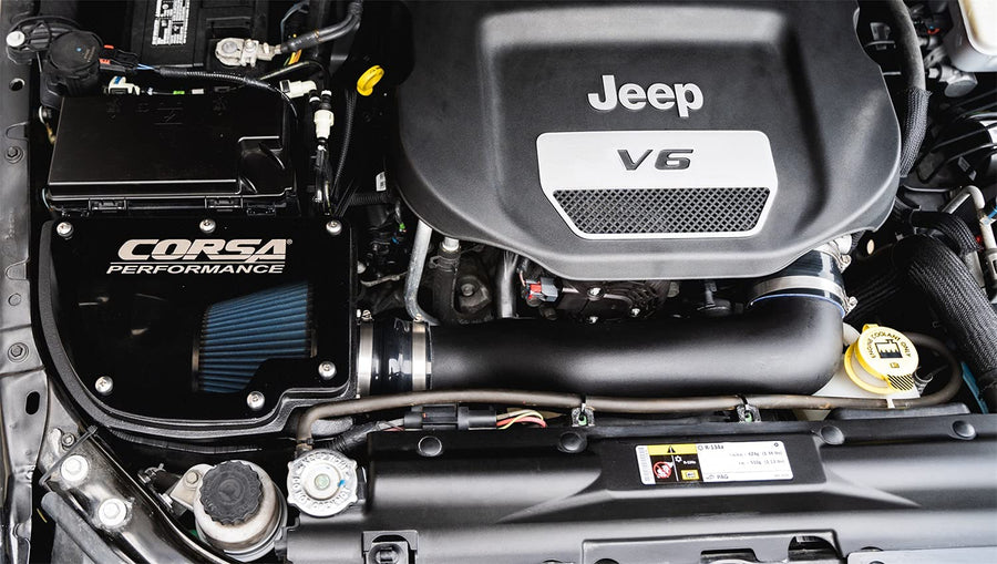 12-18 Jeep Wrangler JK 3.6L V6 Closed Box Air Intake w/MaxFlow 5 Oiled Filter Corsa (44412O)