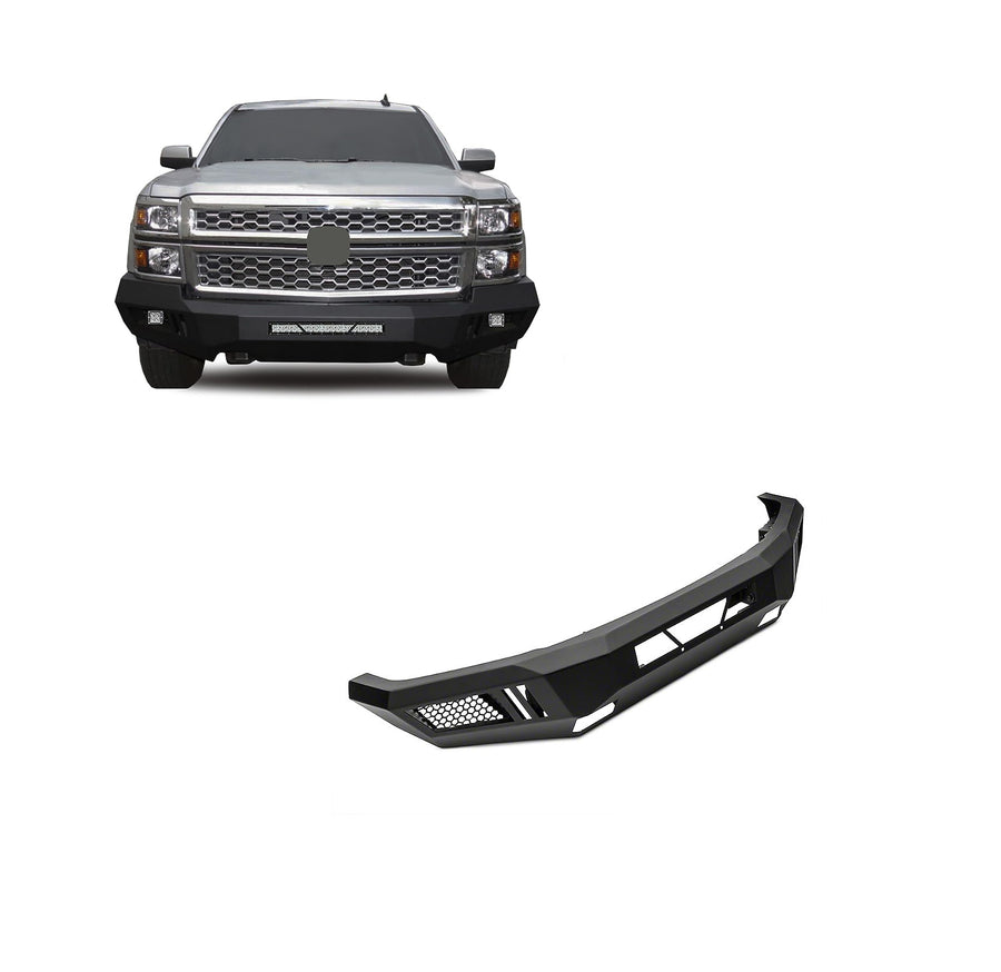 Heavy Duty Black Horse Armour Front Bumper Includes 1 20in LED Light Bar, 2 Sets of 4in Cube Lights Matte Black Compatible with 2014-2015 Silverado 1500-AFB-SI14-KIT