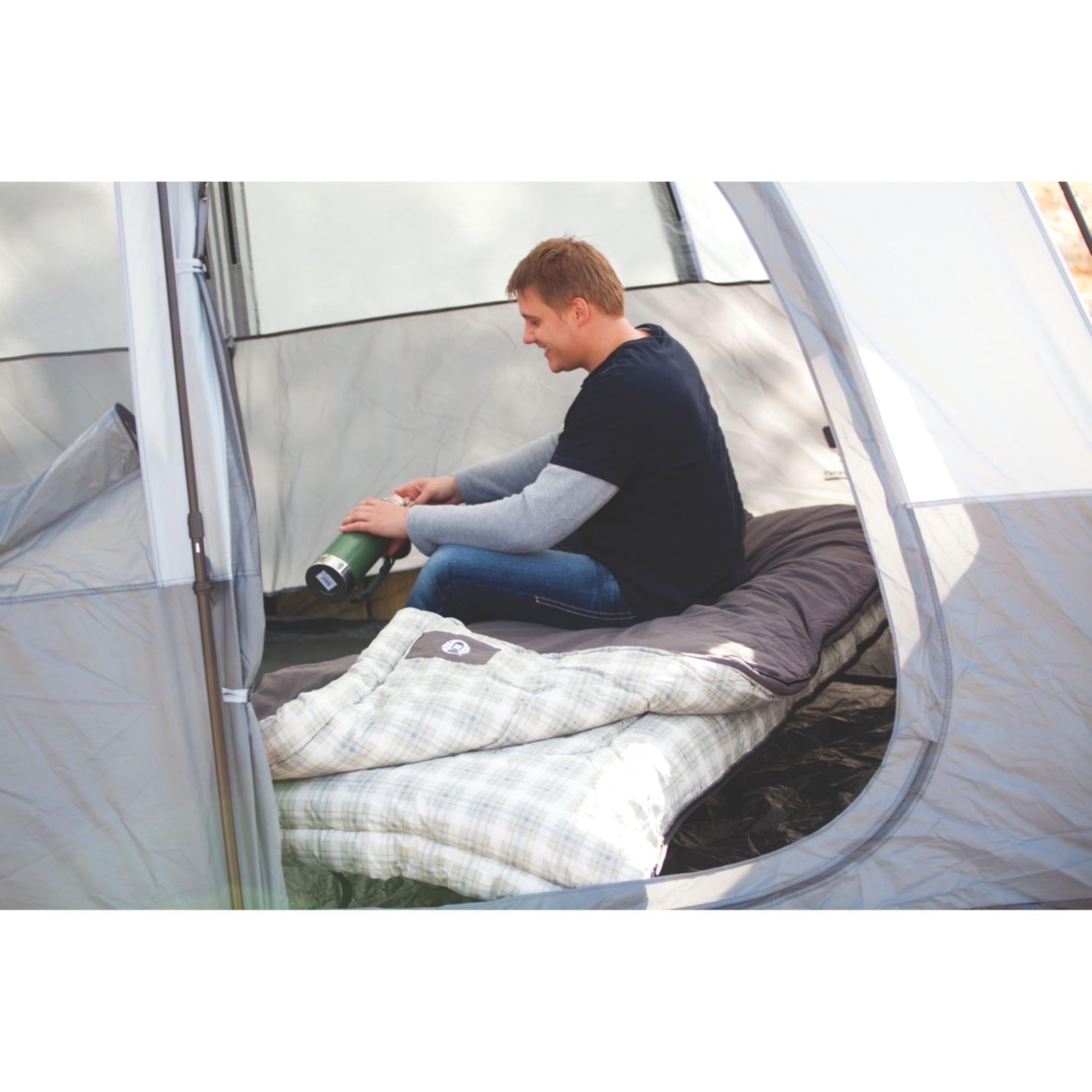 Coleman Big & Tall Heritage 10°F Flannel Sleeping Bag, XL Sleeping Bag Fits Adults up to 6ft 7in Tall, Machine Washable, Great for Camping, Hunting, Guests, & More
