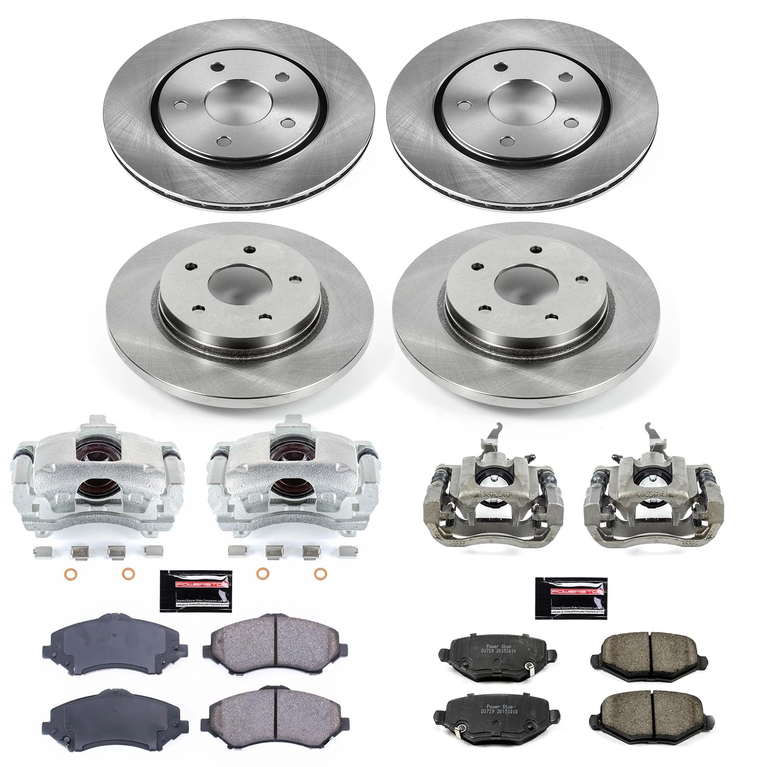 Power Stop KCOE6563A Front and Rear Autospecialty Stock Replacement Caliper Kit- OE Rotors, Ceramic Brake Pads, Calipers For Dodge Journey 2013 [Model Specific]