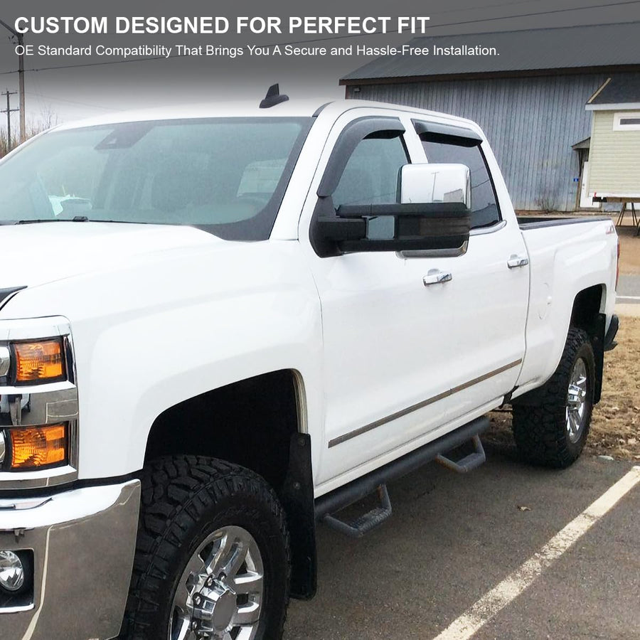 Spec-D Tuning Chrome Power Heated LED Smoke Signal w/Temp Sensor Towing Mirrors Compatible with 2014-2018 Chevy Silverado GMC Sierra Left + Right Pair